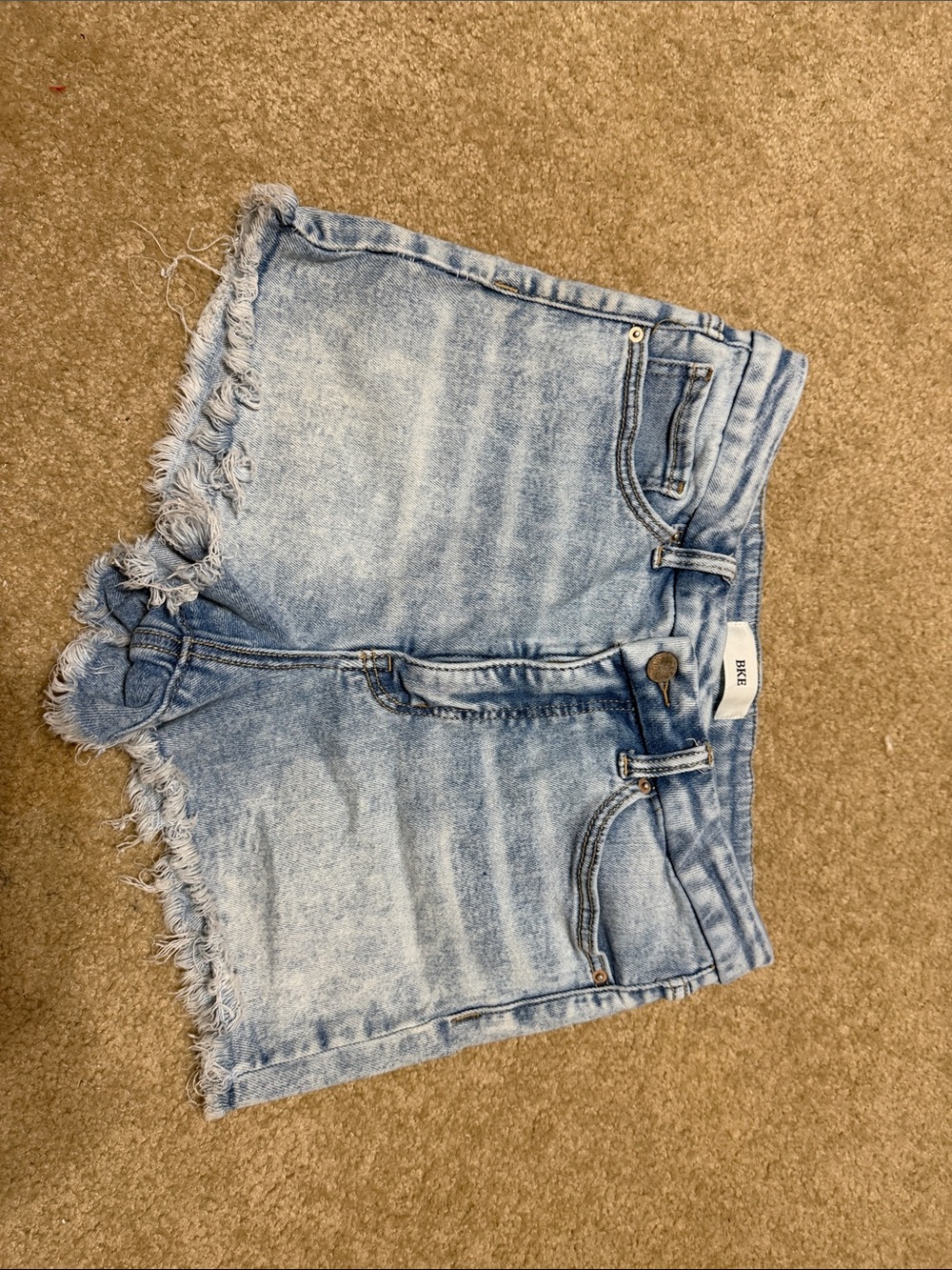 Light Wash Distressed Denim Shorts - Light Blue